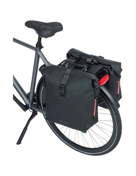 Basil fietstas dubbel SoHo Nordlight night zwart 41L