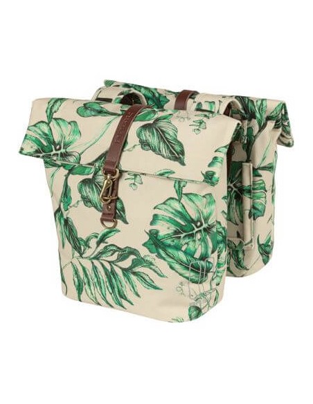 Basil fietstas dubbel Ever-Green sandshell beige 28-32L
