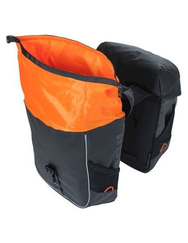 Basil fietstas dubbel Miles Tarpaulin zwart oranje 34L