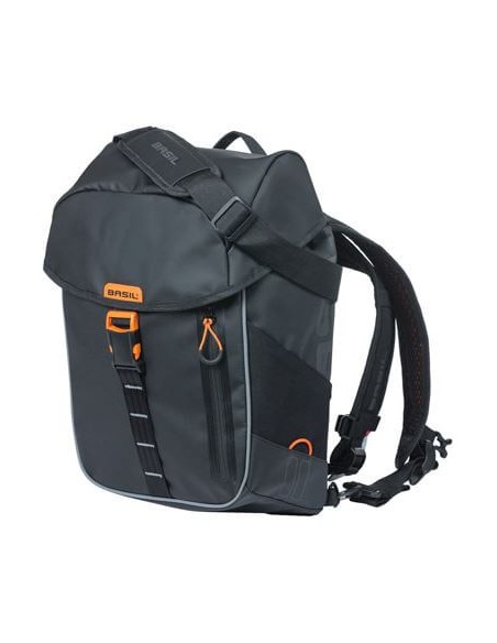 Basil rugtas Miles Tarpaulin zwart oranje 17L
