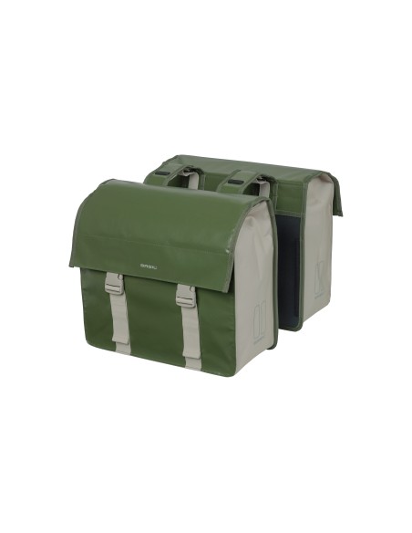 Basil fietstas dubbel Urban load moss green / sand 48-53L