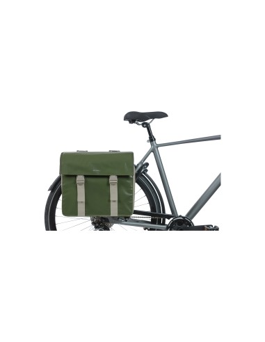 Basil fietstas dubbel Urban load moss green / sand 48-53L