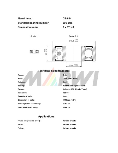 Union Kogellager CB-024 606 2RS (6x17x6)