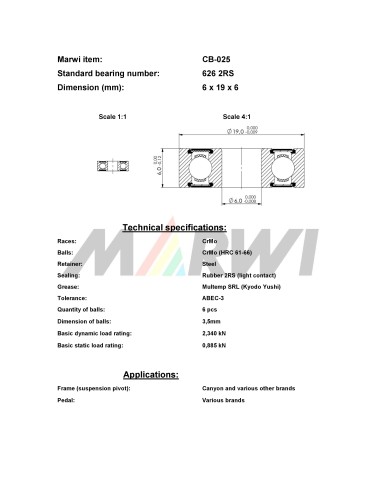 Union Kogellager CB-025 626 2RS (6x19x6)