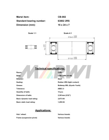 Union Kogellager CB-082 63802 2RS (15x24x7)