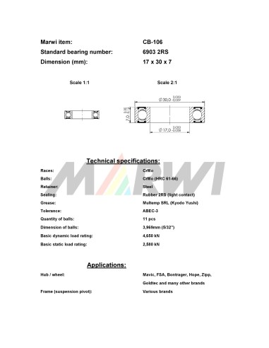 Union Kogellager CB-106 6903 2RS (17x30x7)
