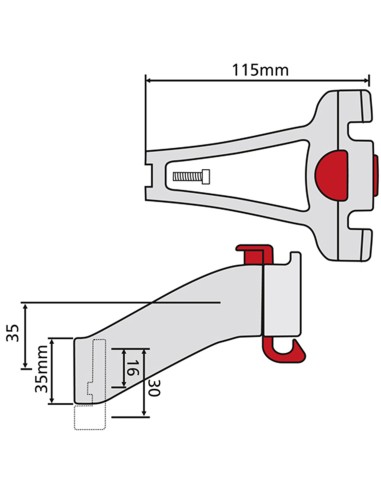 Klickfix tasdeel voor balhoofdbuis adapter zwart