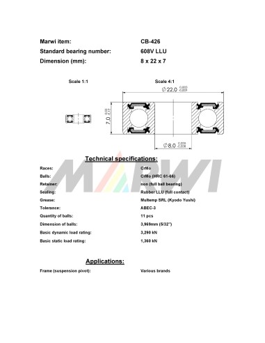 Union Kogellager MAX CB-426 608V LLU (8x22x7)