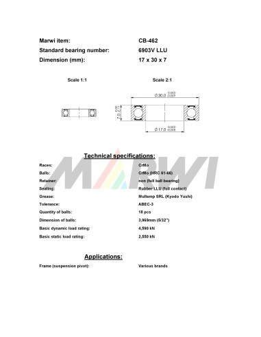Union Kogellager MAX CB-462 6903V LLU (17x30x7)