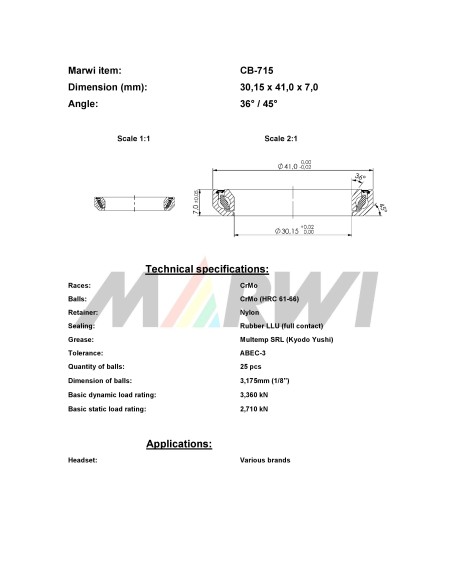 Union Balhoofdlager CB-715 (30,15x41,0x7) 36/45