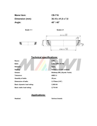 Union Balhoofdlager CB-716 (30,15x41,0x7) 45/45