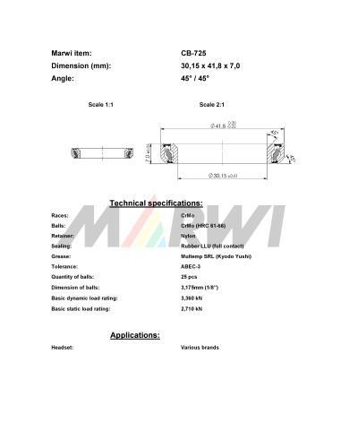 Union Balhoofdlager CB-725 (30,15x41,8x7) 45/45