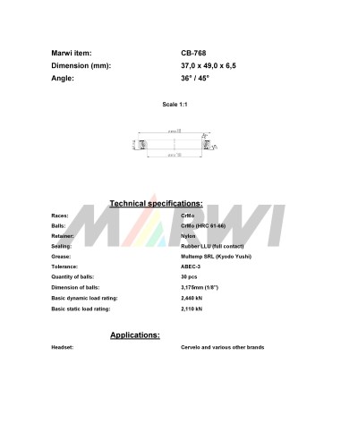 Union Balhoofdlager CB-768 (37,0x49,0x6,5) 36/45
