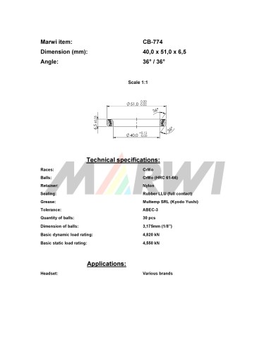 Union Balhoofdlager CB-774 (40,0x51,0x6,5) 36/36