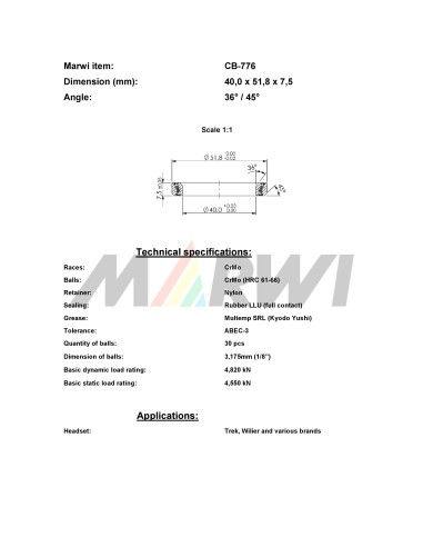 Union Balhoofdlager CB-776 (40,0x51,8x7,5) 36/45