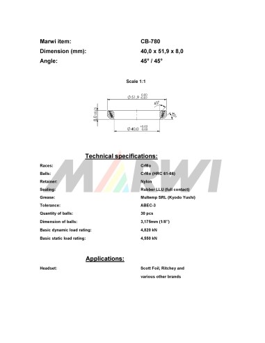 Union Balhoofdlager CB-780 (40,0x51,9x8) 45/45