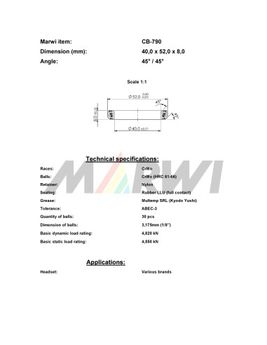 Union Balhoofdlager CB-790 (40,0x52,0x8) 45/45