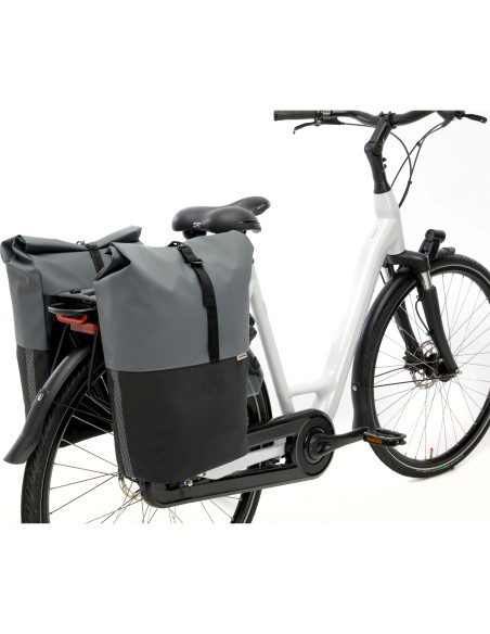 New Looxs fietstas dubbel Nyborg donkergrijs/zwart MIK 34L