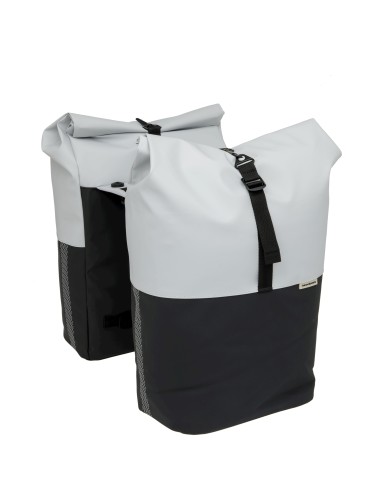 New Looxs fietstas dubbel Nyborg lichtgrijs/zwart MIK 34L