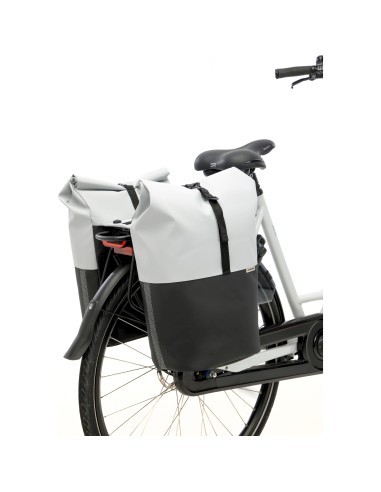 New Looxs fietstas dubbel Nyborg lichtgrijs/zwart MIK 34L