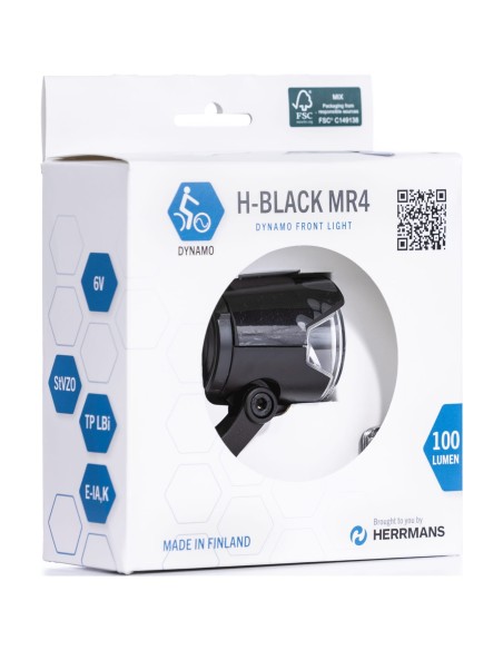 Herrmans koplamp H-Black MR4 aan/uit dynamo