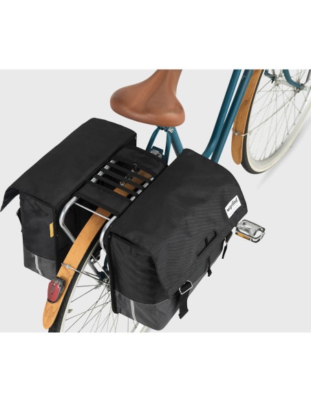 Urban Proof fietstas dubbel recycled zwart grijs 40L