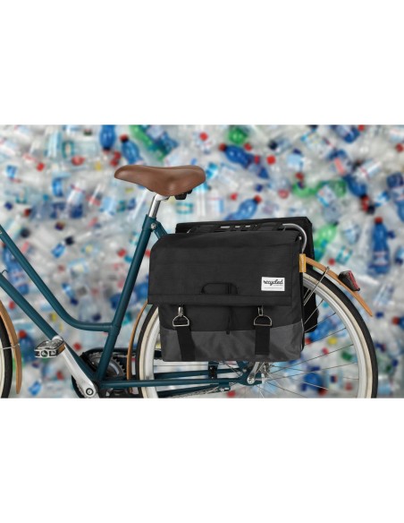 Urban Proof fietstas dubbel recycled zwart grijs 40L