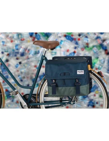 Urban Proof fietstas dubbel recycled blauw groen 40L