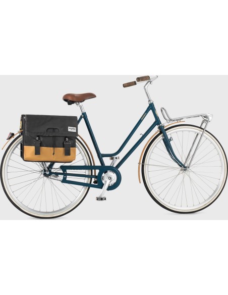 Urban Proof fietstas dubbel recycled grijs geel 40L