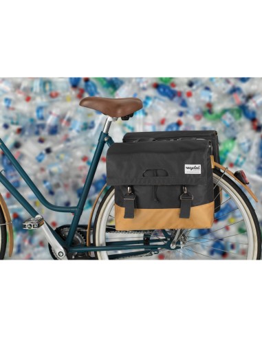 Urban Proof fietstas dubbel recycled grijs geel 40L