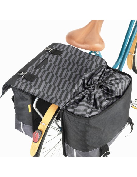 Urban Proof fietstas dubbel recycled zwart grijs 55L