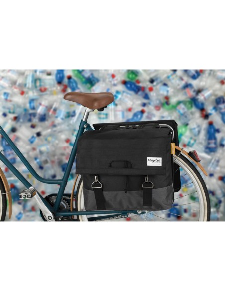 Urban Proof fietstas dubbel recycled zwart grijs 55L
