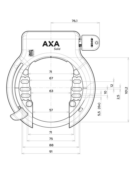 Axa ringslot Solid XL zwart