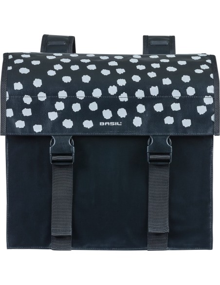 Basil fietstas dubbel Urban load zwart wit 48-53L