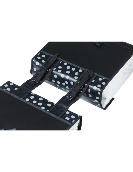 Basil fietstas dubbel Urban load zwart wit 48-53L