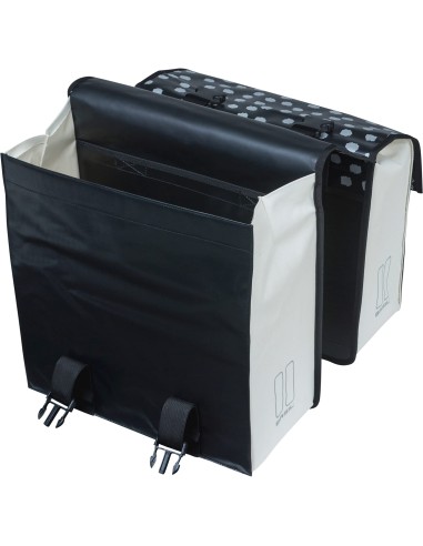 Basil fietstas dubbel Urban load zwart wit 48-53L