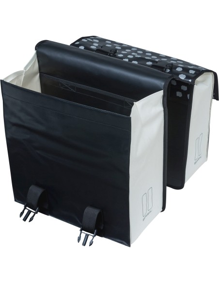 Basil fietstas dubbel Urban load zwart wit 48-53L
