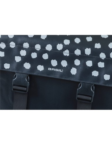 Basil fietstas dubbel Urban load zwart wit 48-53L