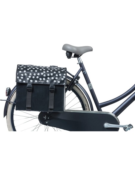 Basil fietstas dubbel Urban load zwart wit 48-53L