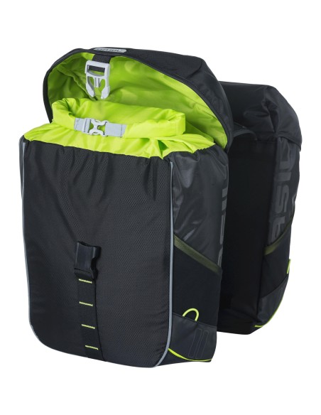 Basil fietstas dubbel Miles black lime 32L