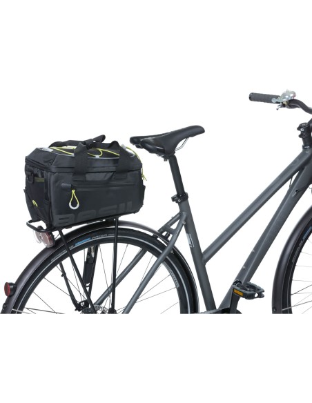 Basil dragertas Miles trunkbag zwart lime 7L