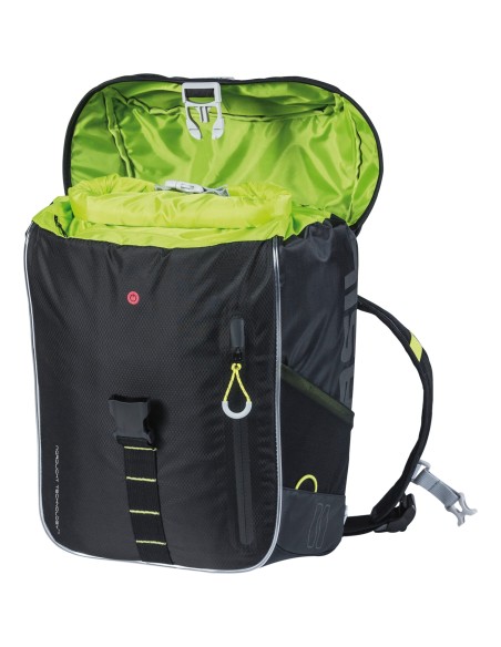 Basil rugtas Miles daypack Nordlicht black lime 17L