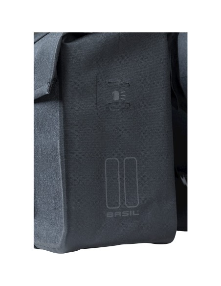 Basil fietstas dubbel Urban dry charcoal melee 50L