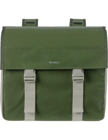 Basil fietstas dubbel Urban load moss green / sand 48-53L