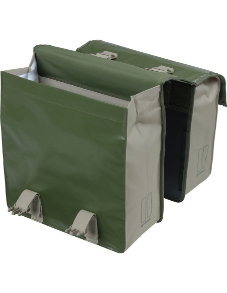 Basil fietstas dubbel Urban load moss green / sand 48-53L