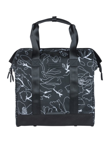 Basil shoppertas Grand Flower zwart 23L