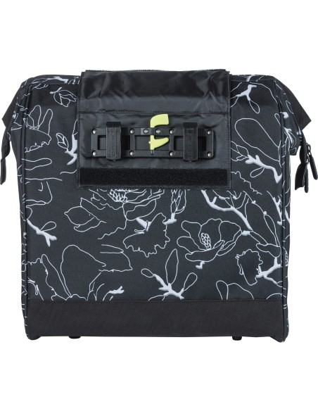 Basil shoppertas Grand Flower zwart 23L