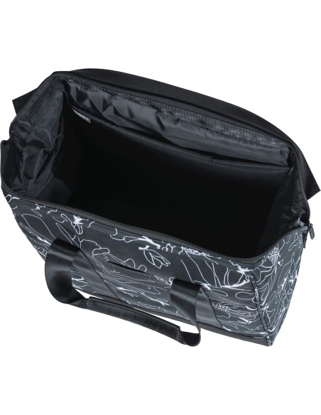Basil shoppertas Grand Flower zwart 23L
