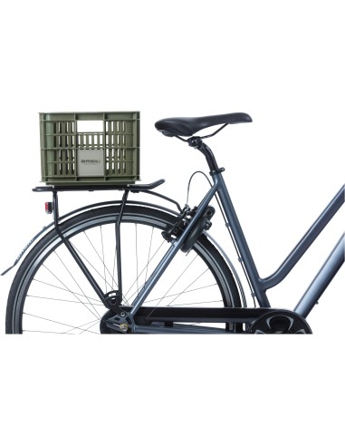 Basil fietskrat S moss green 17.5L recycled