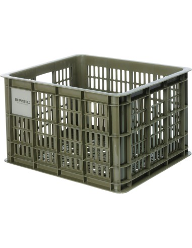 Basil fietskrat M moss green 29.5L recycled